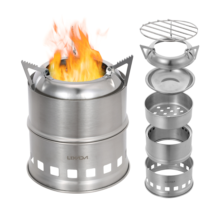 Camping Cooking System - Lixada Piec na drewno ze stali