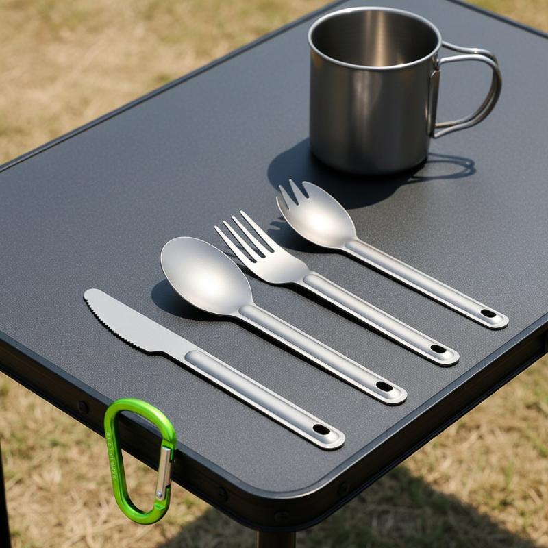 Camping Cooking Bundle - Przenośny tytanowy zestaw łyżek z długą