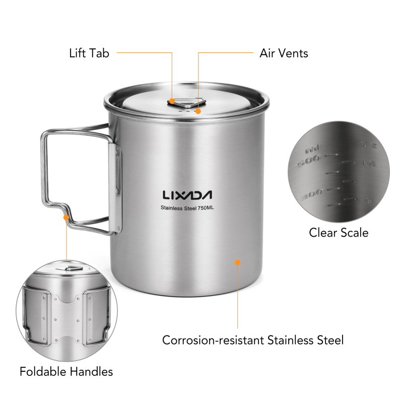 Lixada Kubek 750ml Outdoorowy  – Camping Cooking Cup recenzja i cena
